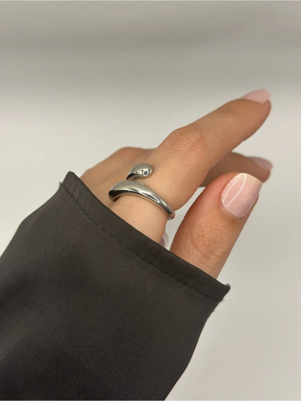 Silver Modern Chunky Sculpted Open Ring in Silver
